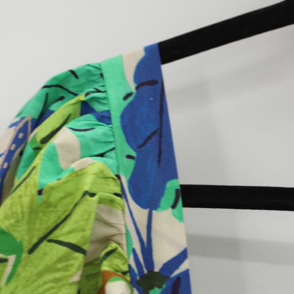 Oliphant Bubble Skirt MIni Dress Kruger Blue Green Puff Sleeves Size XL - Picture 5 of 12